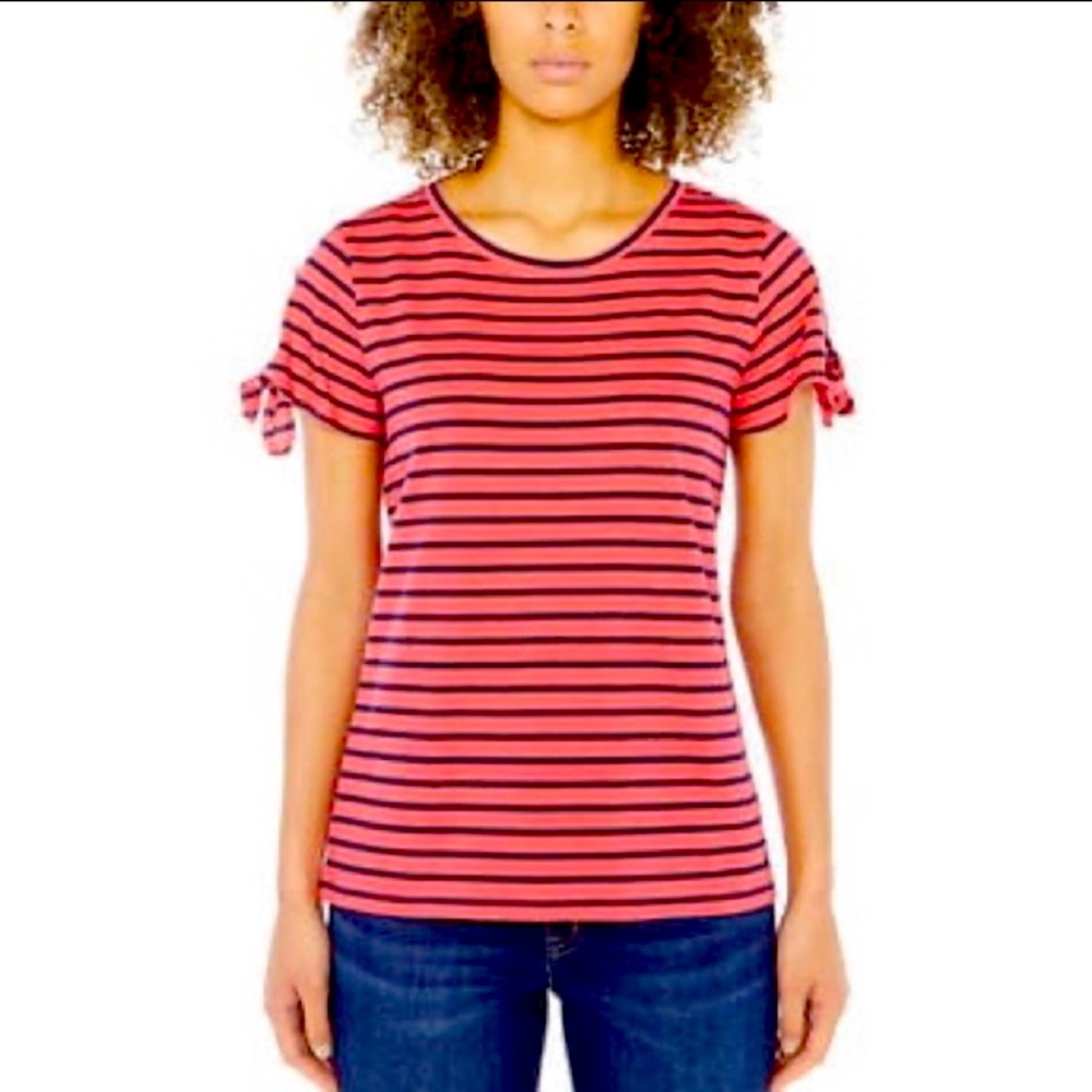 ⭐️2/$12 NWT Nautica Striped Tie Sleeve Keyhole Top ⚓️